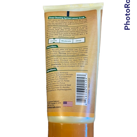 Okay Pure Naturals Clear Skin Facial Scrub Apricot & Sugar 6oz - Picture 2 of 3
